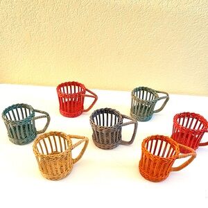 Vintage Wicker Rattan Cup Holders